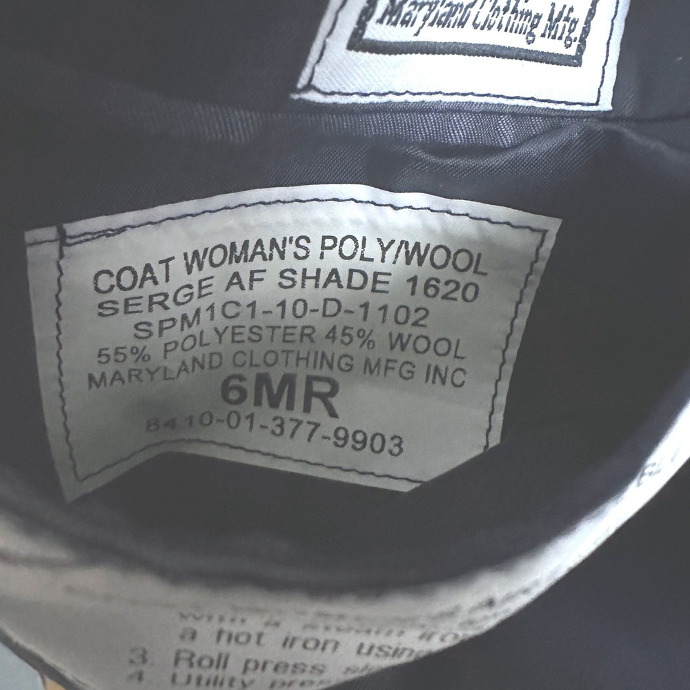 Maryland Clothing Womens Poly/Wool Serge AF Blue 1620 Uniform Coat Blazer Sz 6MR - Picture 4 of 10
